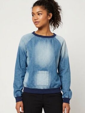 DAYA BY ZENDAYA Denim Crewneck Pullover Medium RARE